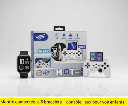 PACK 2 EN 1 Montre connectée  5 bracelets + Mini console